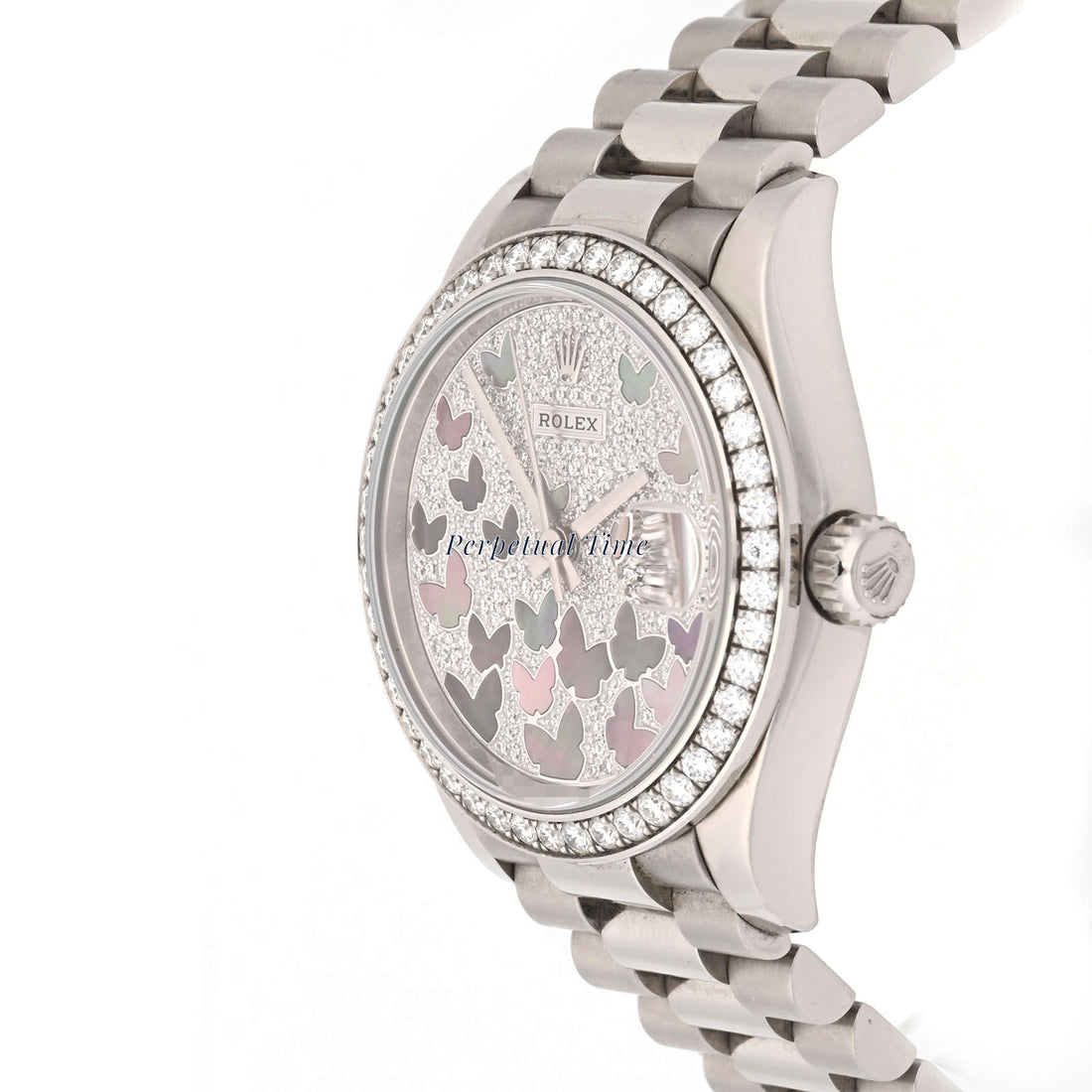 Rolex Datejust 31 MOP Butterfly Pave Diamond Dial 278279 White Gold President