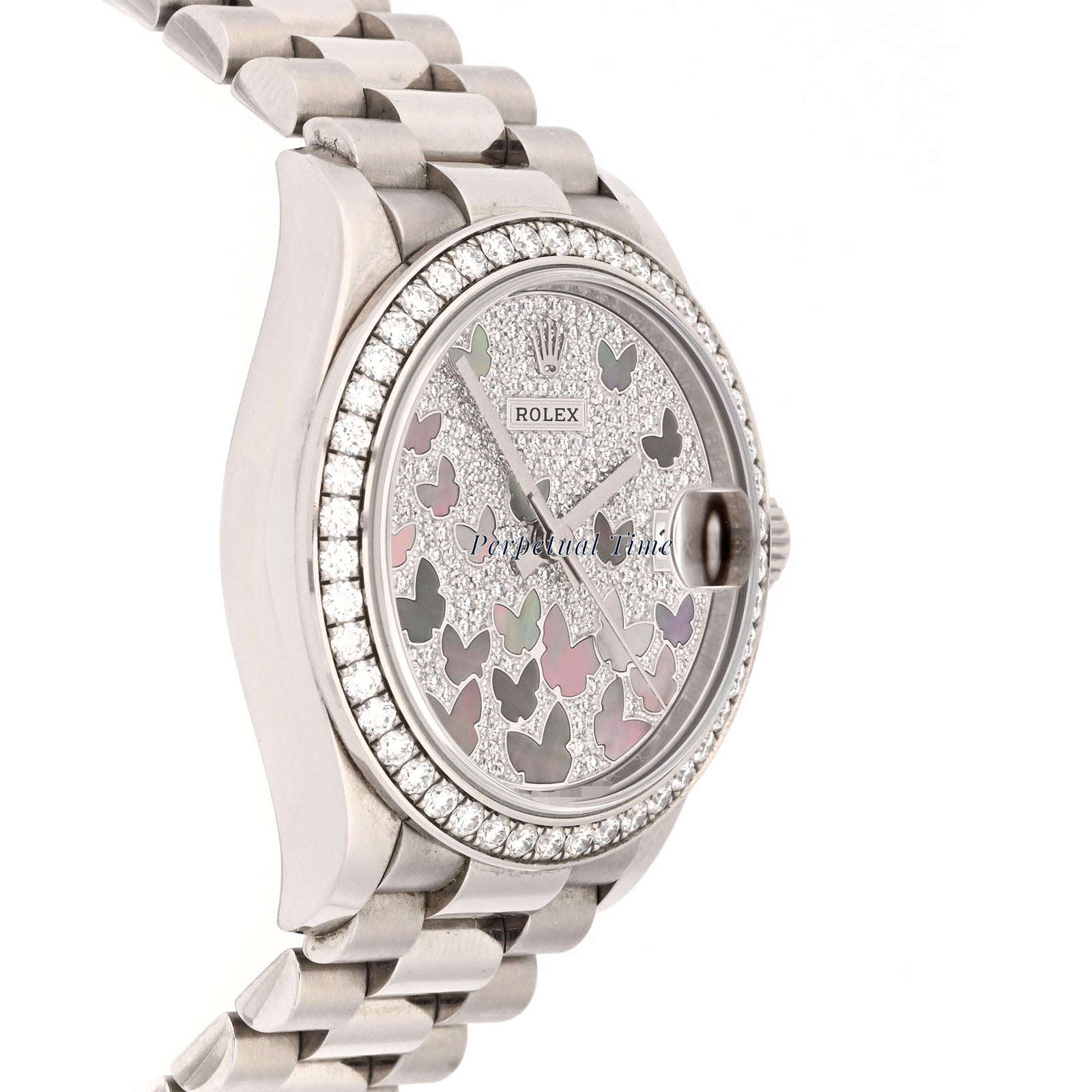 Rolex Datejust 31 MOP Butterfly Pave Diamond Dial 278279 White Gold President