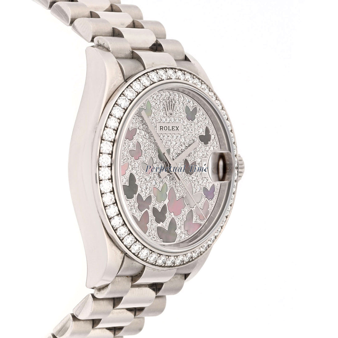 Rolex Datejust 31 MOP Butterfly Pave Diamond Dial 278279 White Gold President