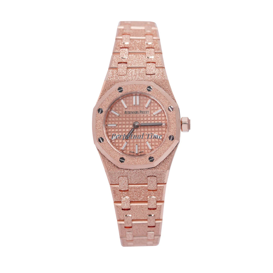 Audemars Piguet Royal Oak Frosted Ladies 67630BA Rose Gold Pink Stick Dial