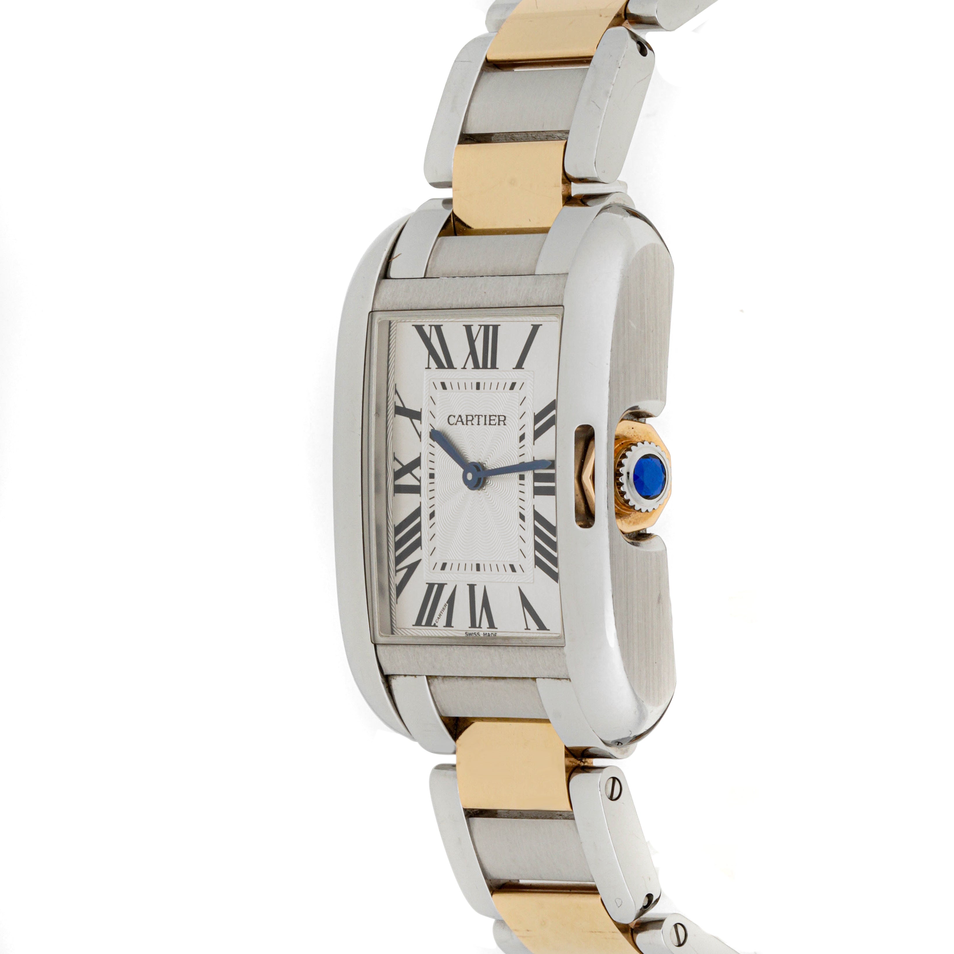 Cartier Tank Anglaise 26 x 34 mm Stainless Steel 3704 Silver Dial | Roman Numerals hour markers, Smooth bezel