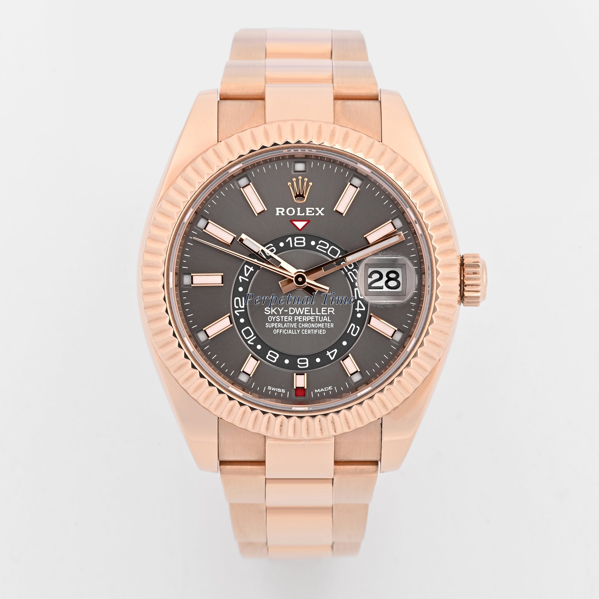 Rolex Sky-Dweller 326935 Rose Gold Slate Dial on Oyster Band
