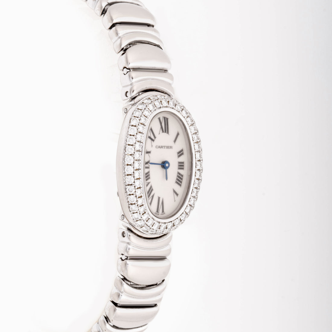 Cartier Baignoire Mini 18mm x 24mm White Gold 2369 Mother of Pearl  Dial | Diamond Numerals hour markers, Diamond bezel