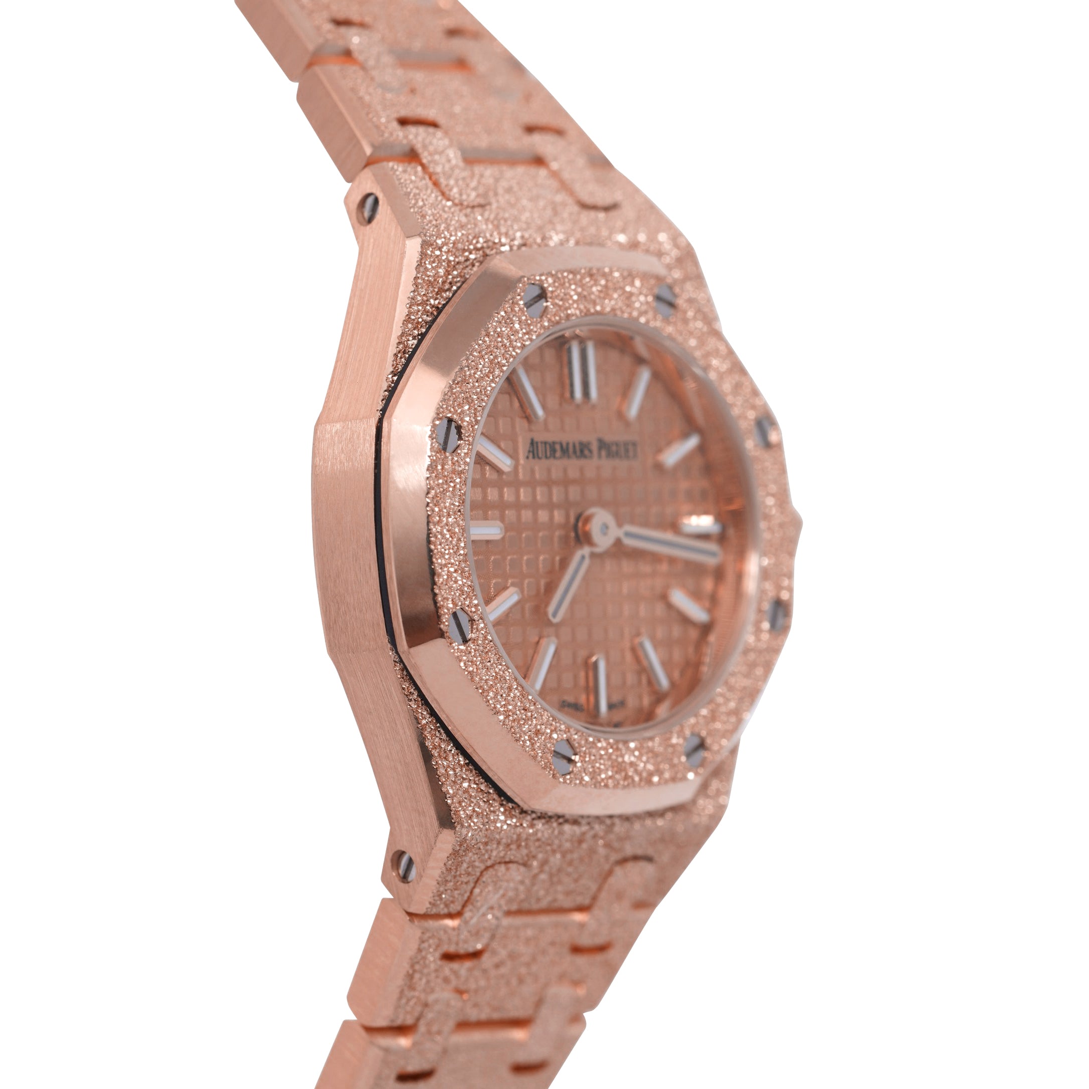 Audemars Piguet Royal Oak Frosted Ladies 67630BA Rose Gold Pink Stick Dial