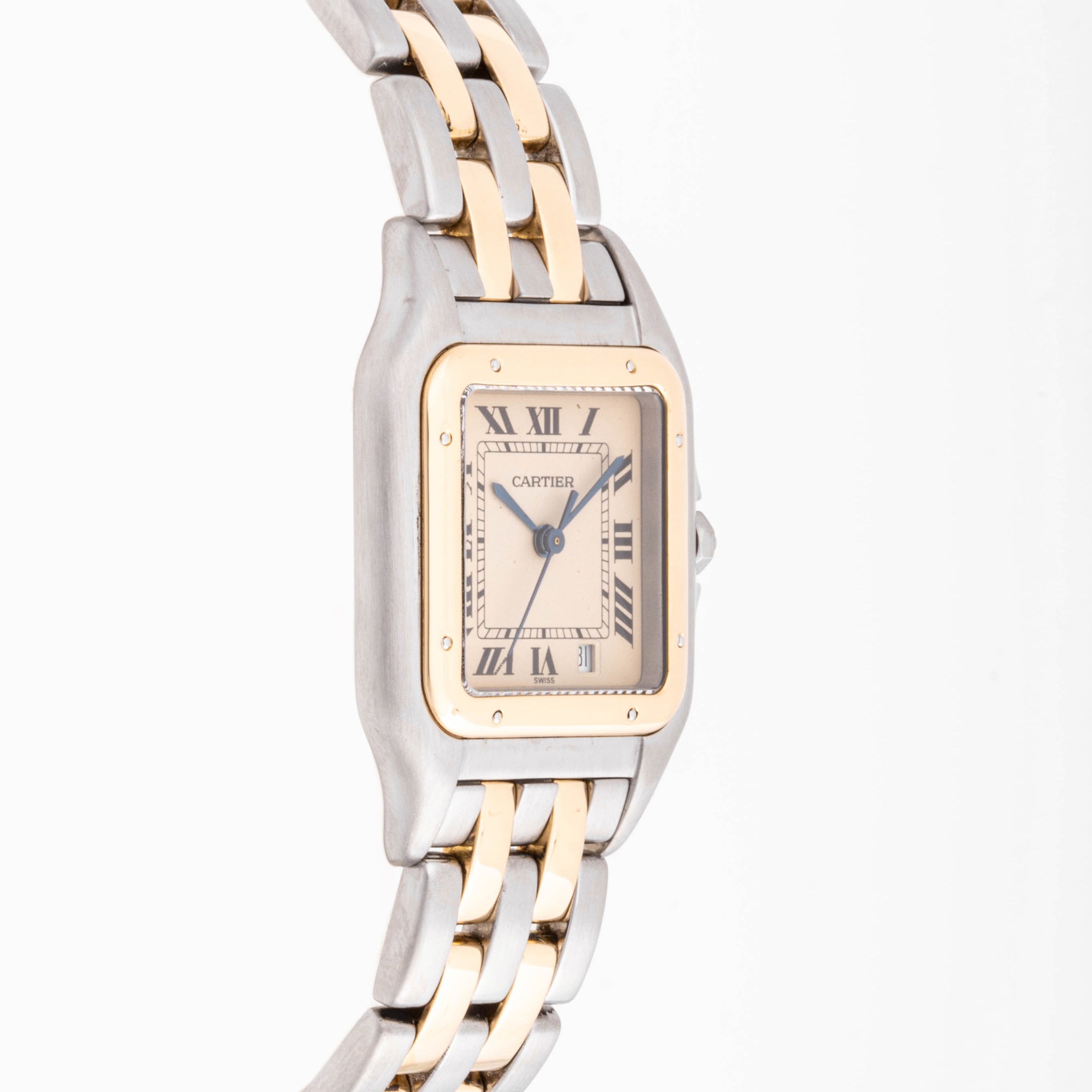 Cartier Panthère 27 x 36 mm Stainless Steel & Yellow Gold 187949 Off-white  Dial | Roman Numerals hour markers, Smooth bezel
