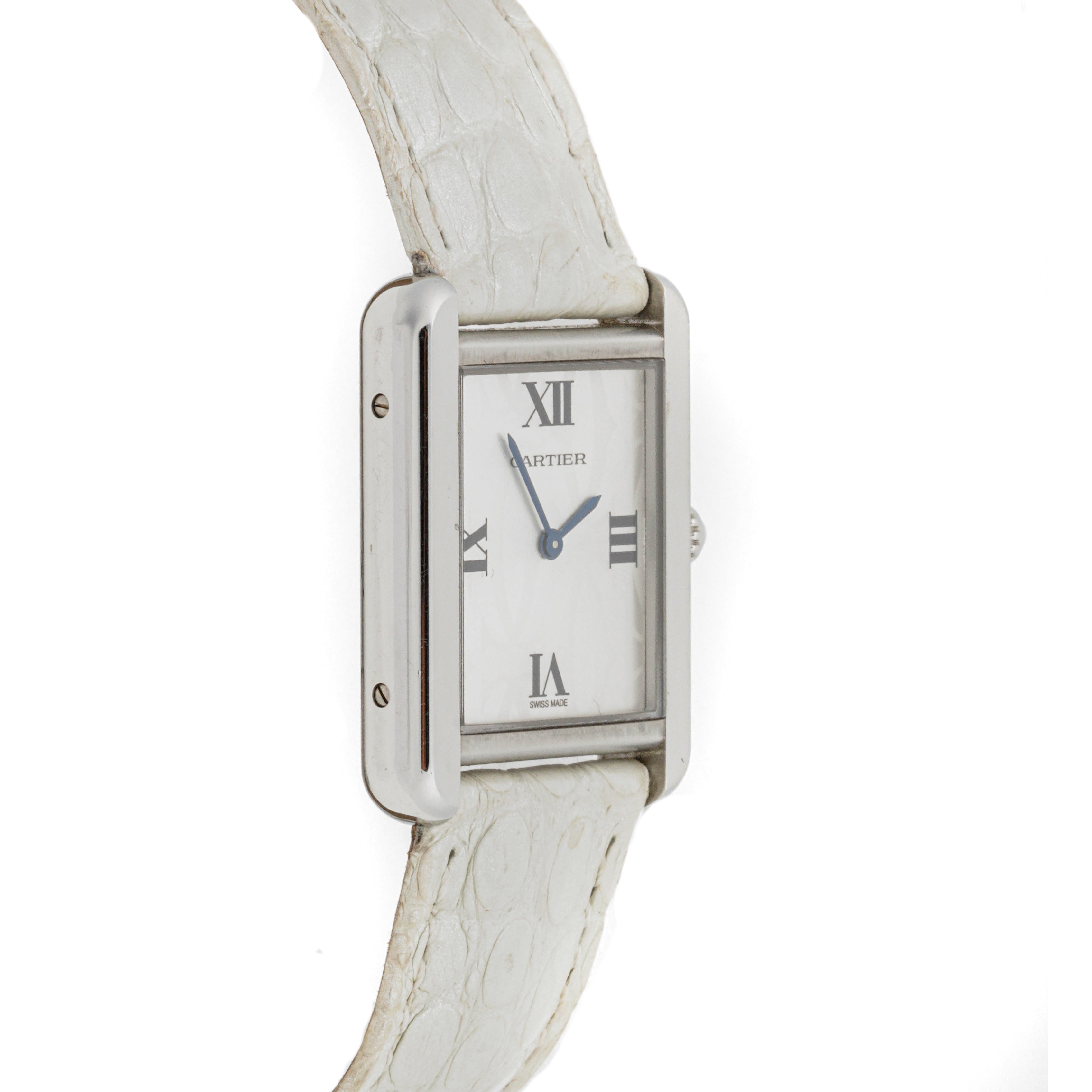 Cartier Tank Solo 24 x 31 mm Stainless Steel 2716 Silver  Dial | Roman Numerals hour markers, Smooth bezel