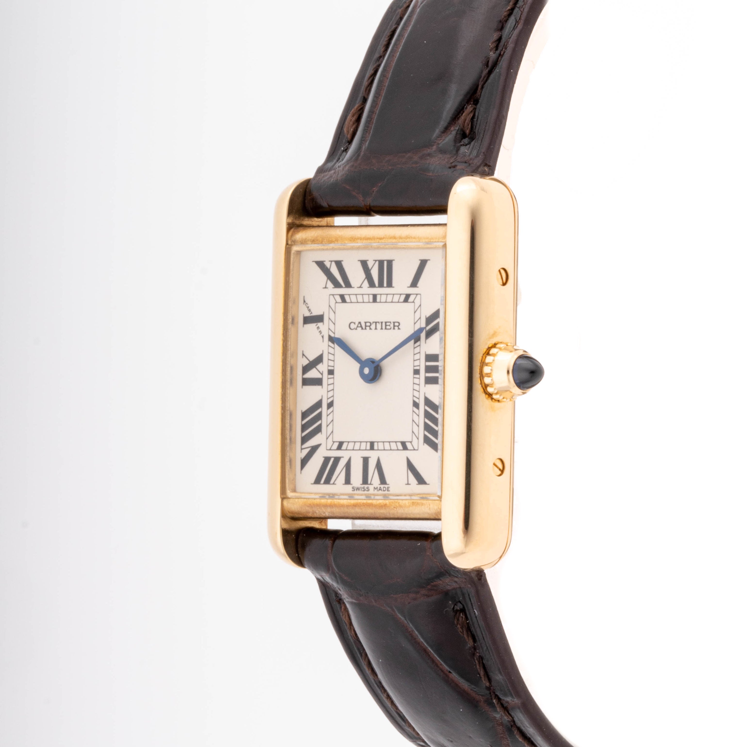 Cartier Tank Louis 22 mm Yellow Gold 2442 White  Dial | Roman Numerals hour markers, Smooth bezel