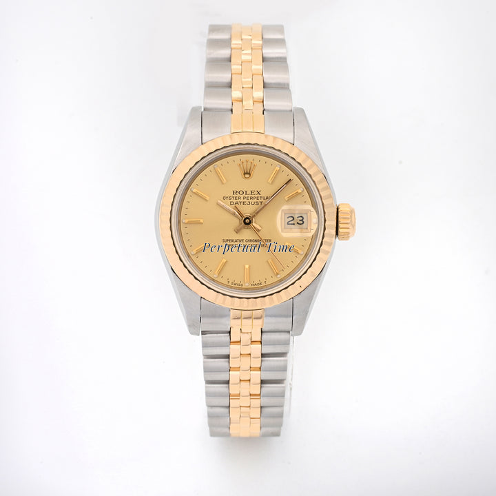 Rolex Datejust Lady Champagne Stick Dial on Jubilee band 69173