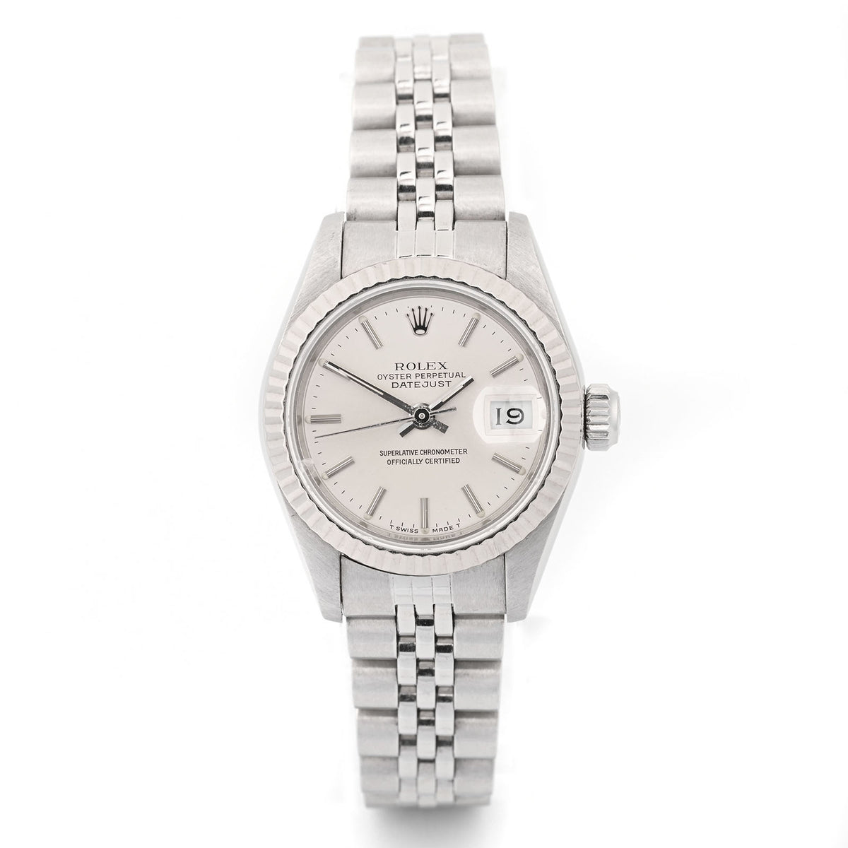 Rolex Lady Datejust 26 Silver Stick Dial 69174 on Jubilee