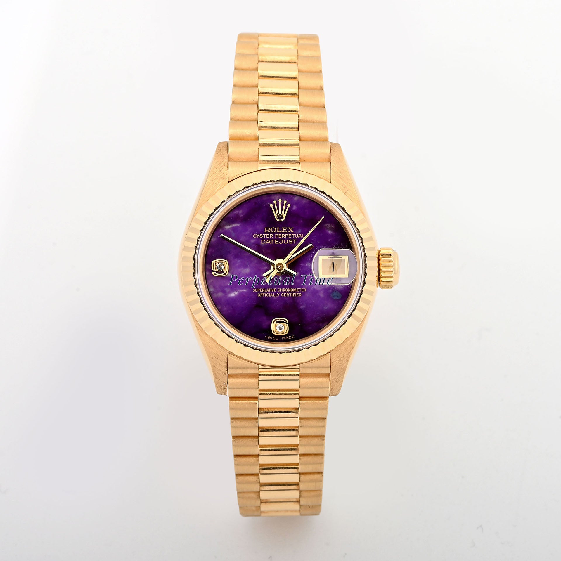 Rolex Lady-Datejust 26 69178 Lavender Sugilite Diamond Dial Fluted Bezel President