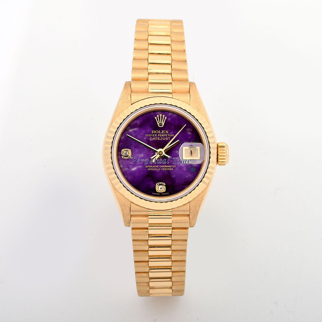 Rolex Lady-Datejust 26 69178 Lavender Sugilite Diamond Dial Fluted Bezel President