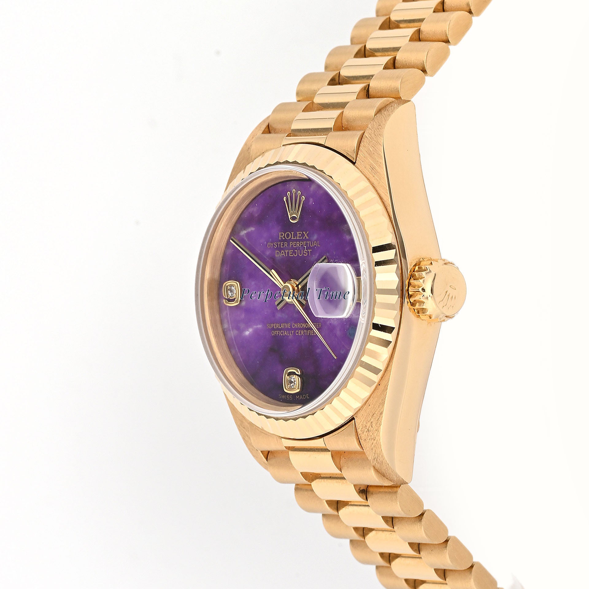 Rolex Lady-Datejust 26 69178 Lavender Sugilite Diamond Dial Fluted Bezel President