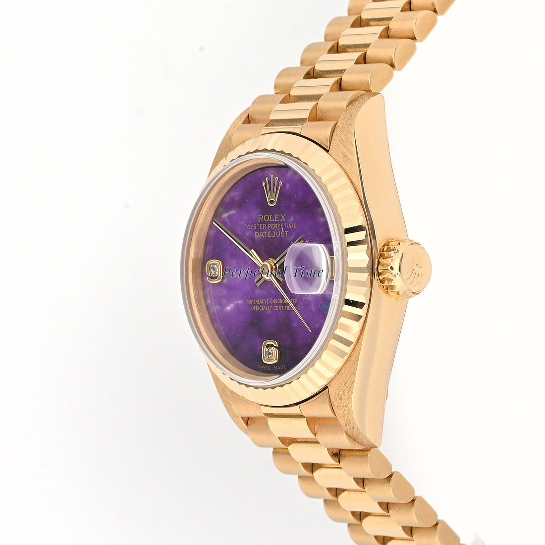 Rolex Lady-Datejust 26 69178 Lavender Sugilite Diamond Dial Fluted Bezel President