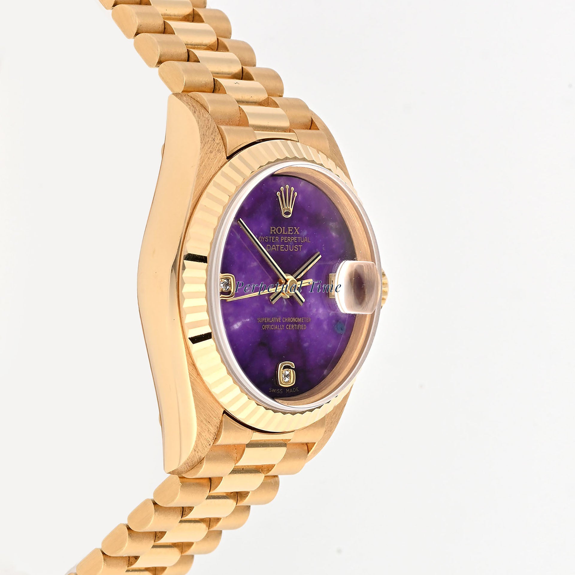 Rolex Lady-Datejust 26 69178 Lavender Sugilite Diamond Dial Fluted Bezel President