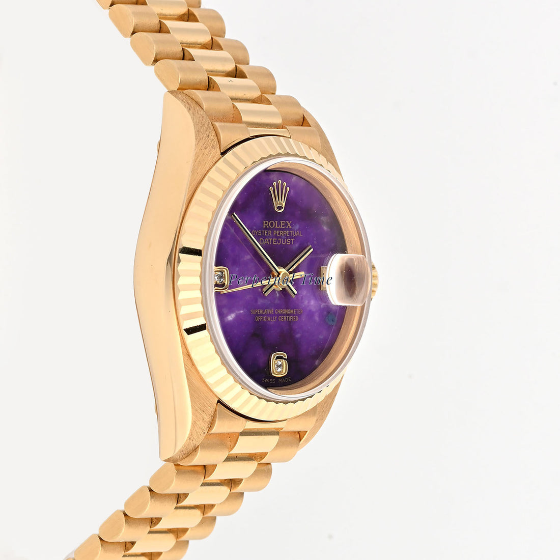 Rolex Lady-Datejust 26 69178 Lavender Sugilite Diamond Dial Fluted Bezel President