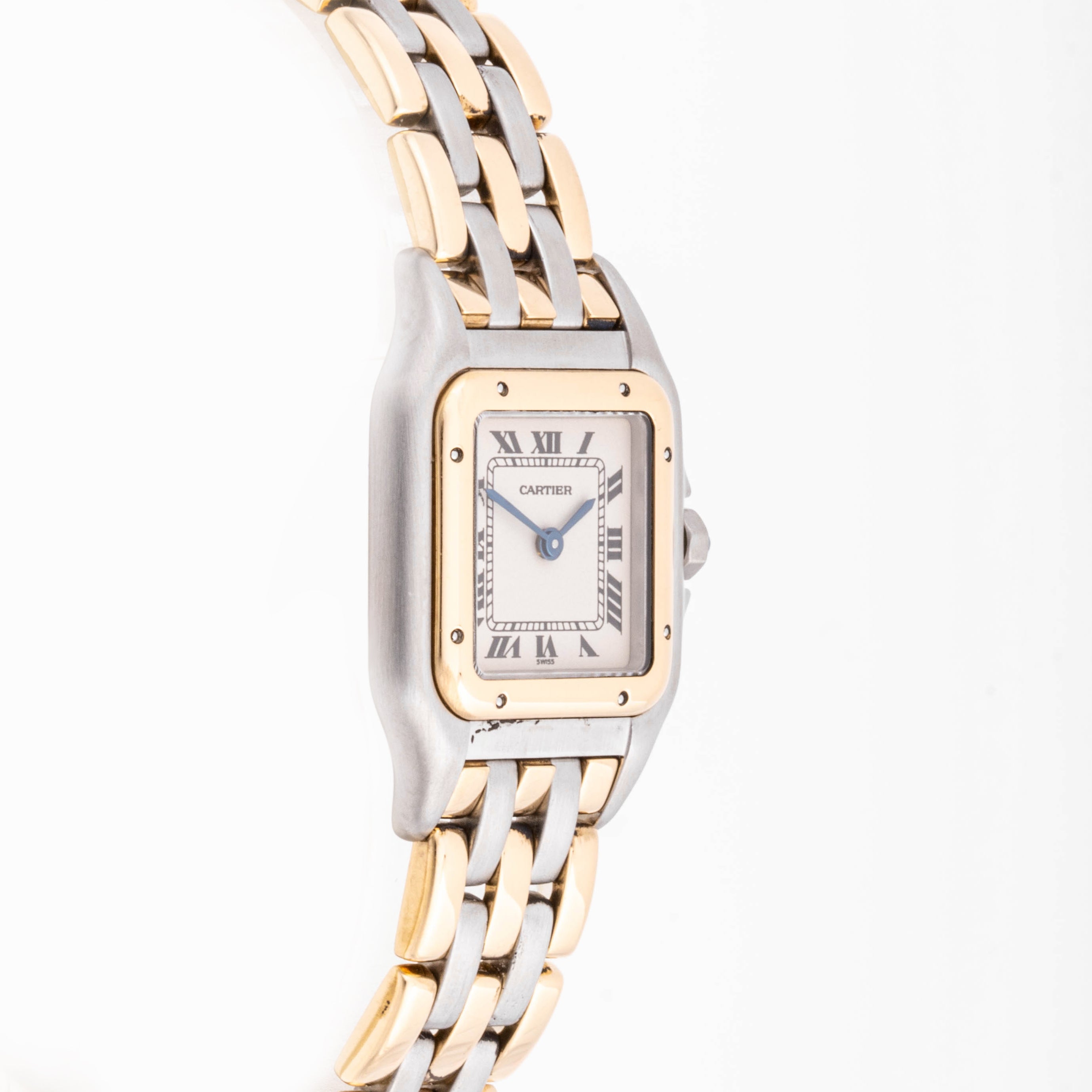 Cartier Panthère 22 mm Stainless Steel & Yellow Gold 166921 Off-white  Dial | Roman Numerals hour markers, Smooth bezel