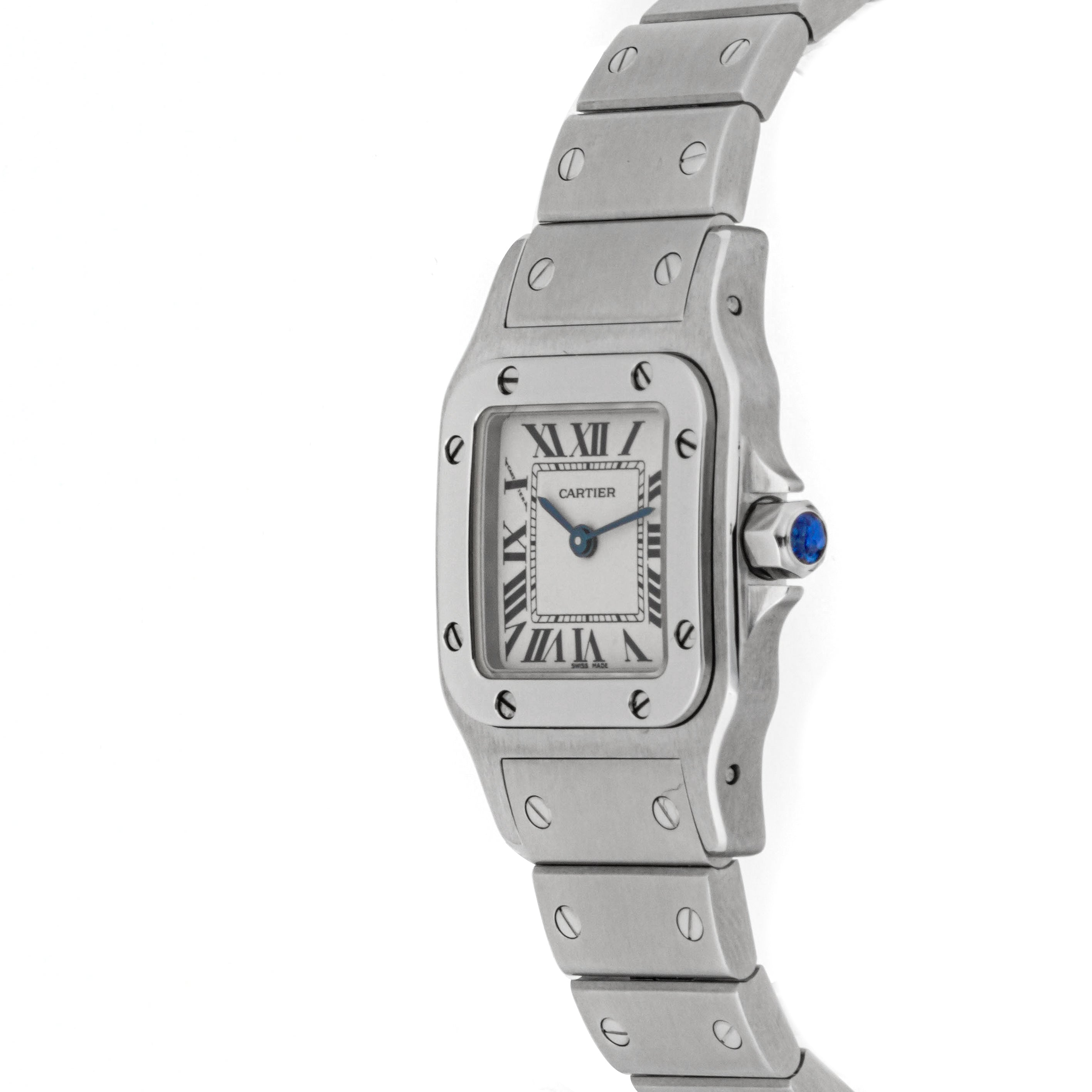 Cartier Santos Galbée 24 mm Stainless Steel 1565 Off-white  Dial | Roman Numerals hour markers, Screw Set bezel