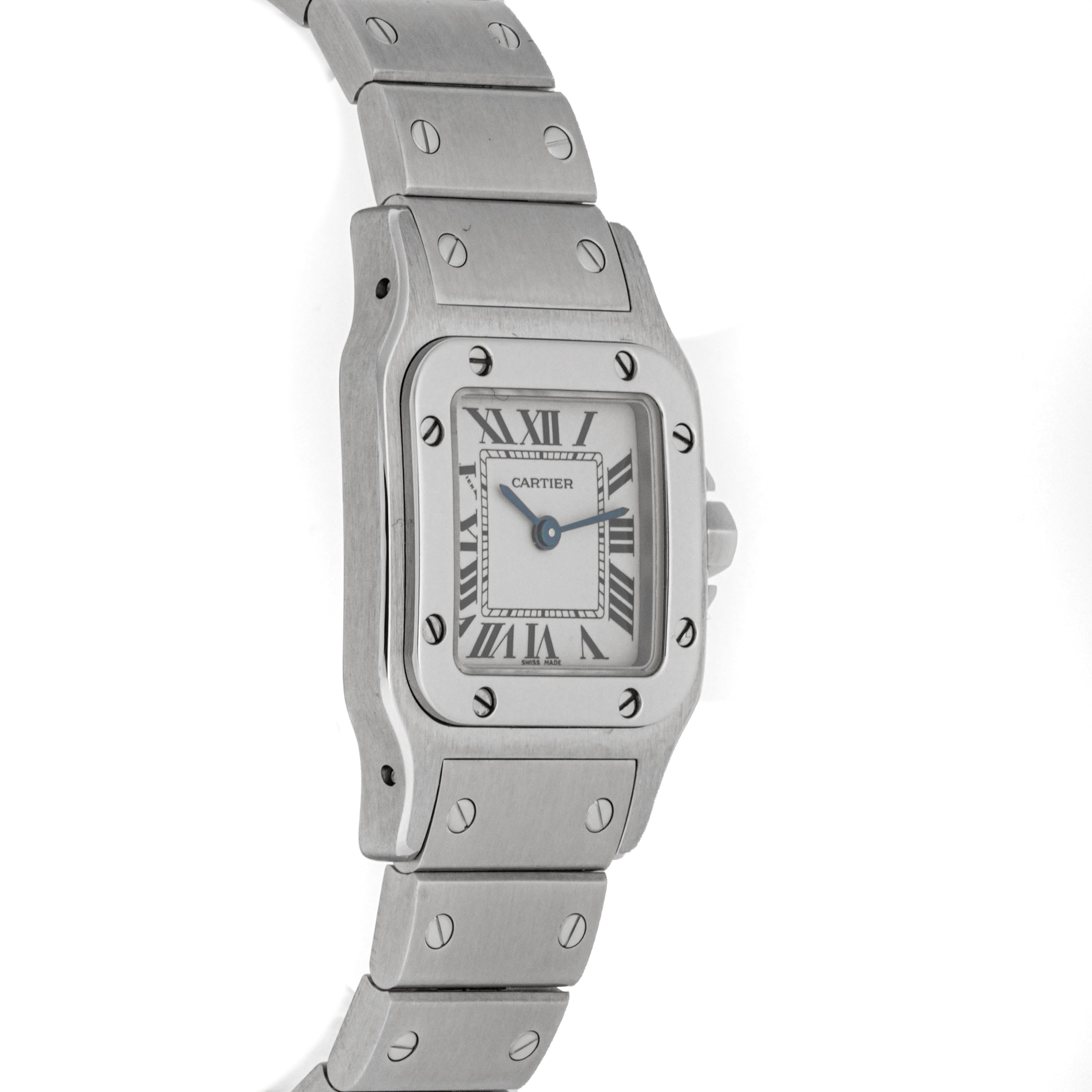 Cartier Santos Galbée 24 mm Stainless Steel 1565 Off-white  Dial | Roman Numerals hour markers, Screw Set bezel