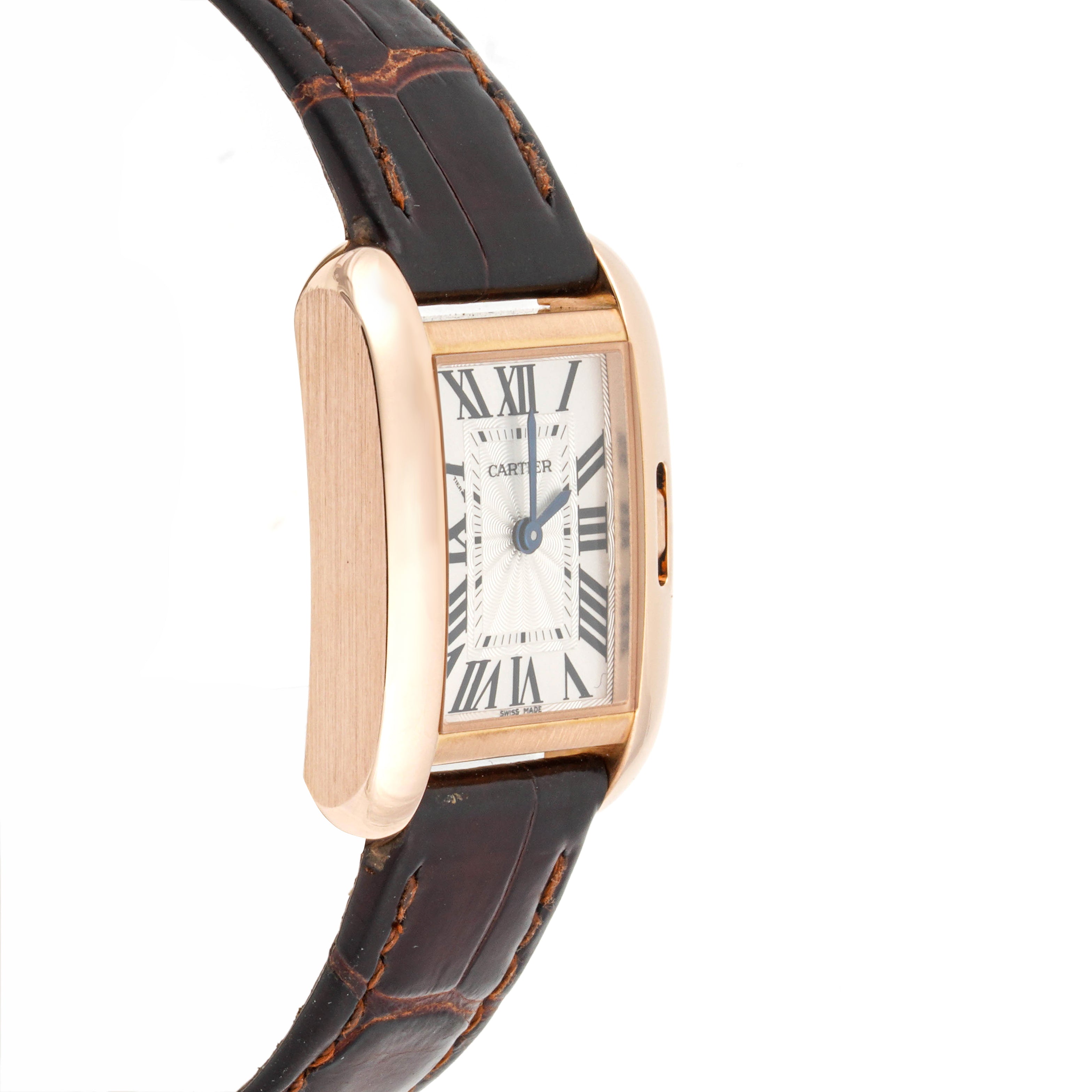 Cartier Tank Anglaise 23x30 mm Rose Gold 3580 Silver Dial | Roman Numerals hour markers, Smooth bezel