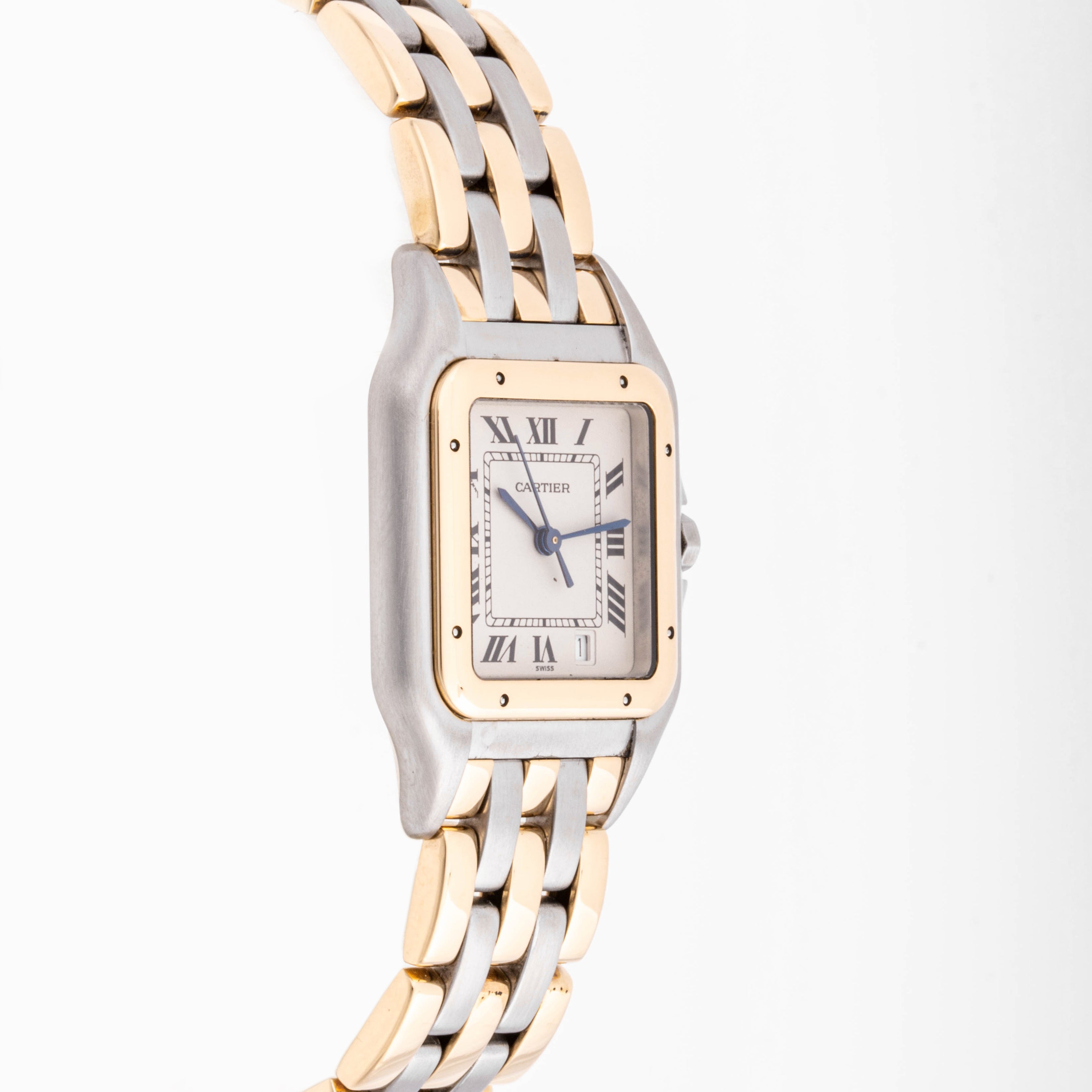 Cartier Panthère 27 x 36 mm Stainless Steel & Yellow Gold 110000R Off-white  Dial | Roman Numerals hour markers, Smooth bezel