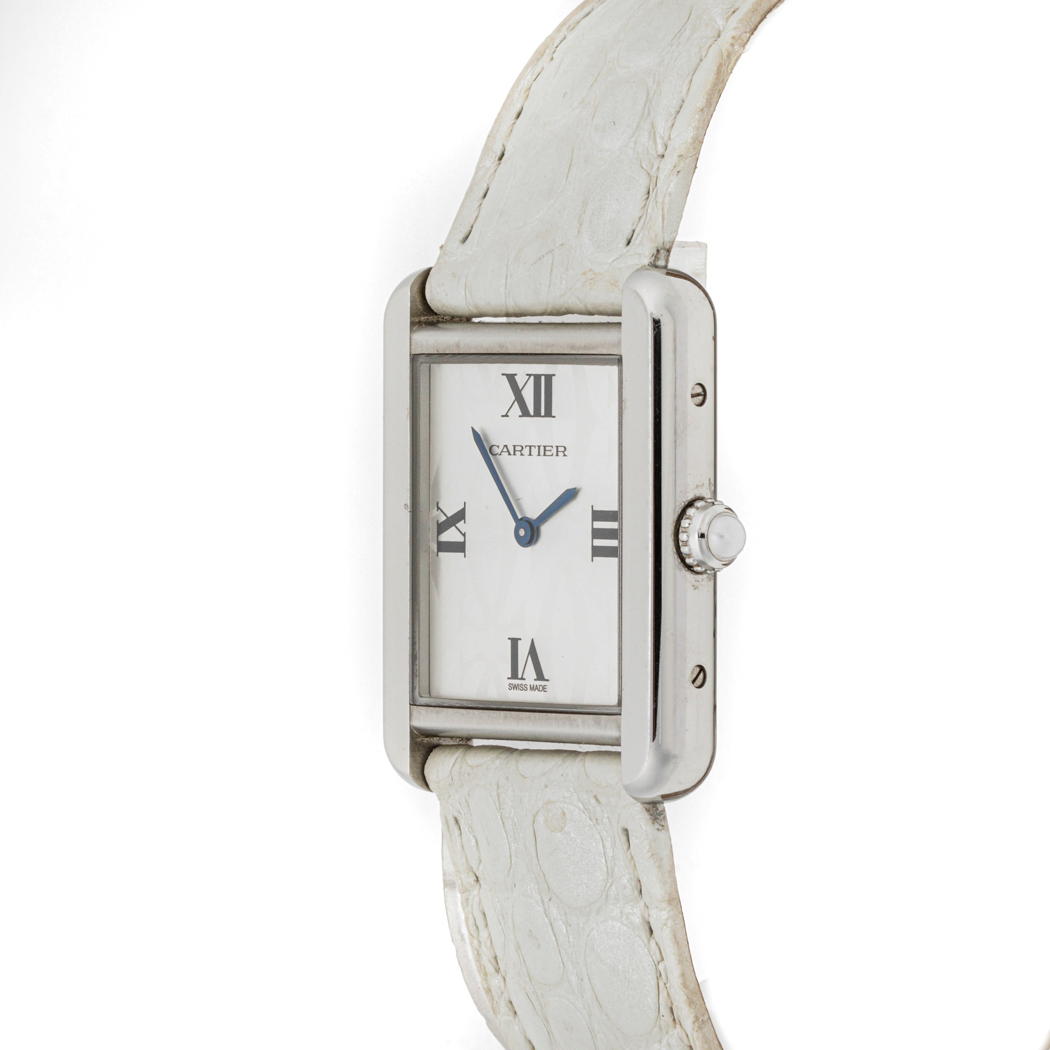 Cartier Tank Solo 24 x 31 mm Stainless Steel 2716 Silver  Dial | Roman Numerals hour markers, Smooth bezel