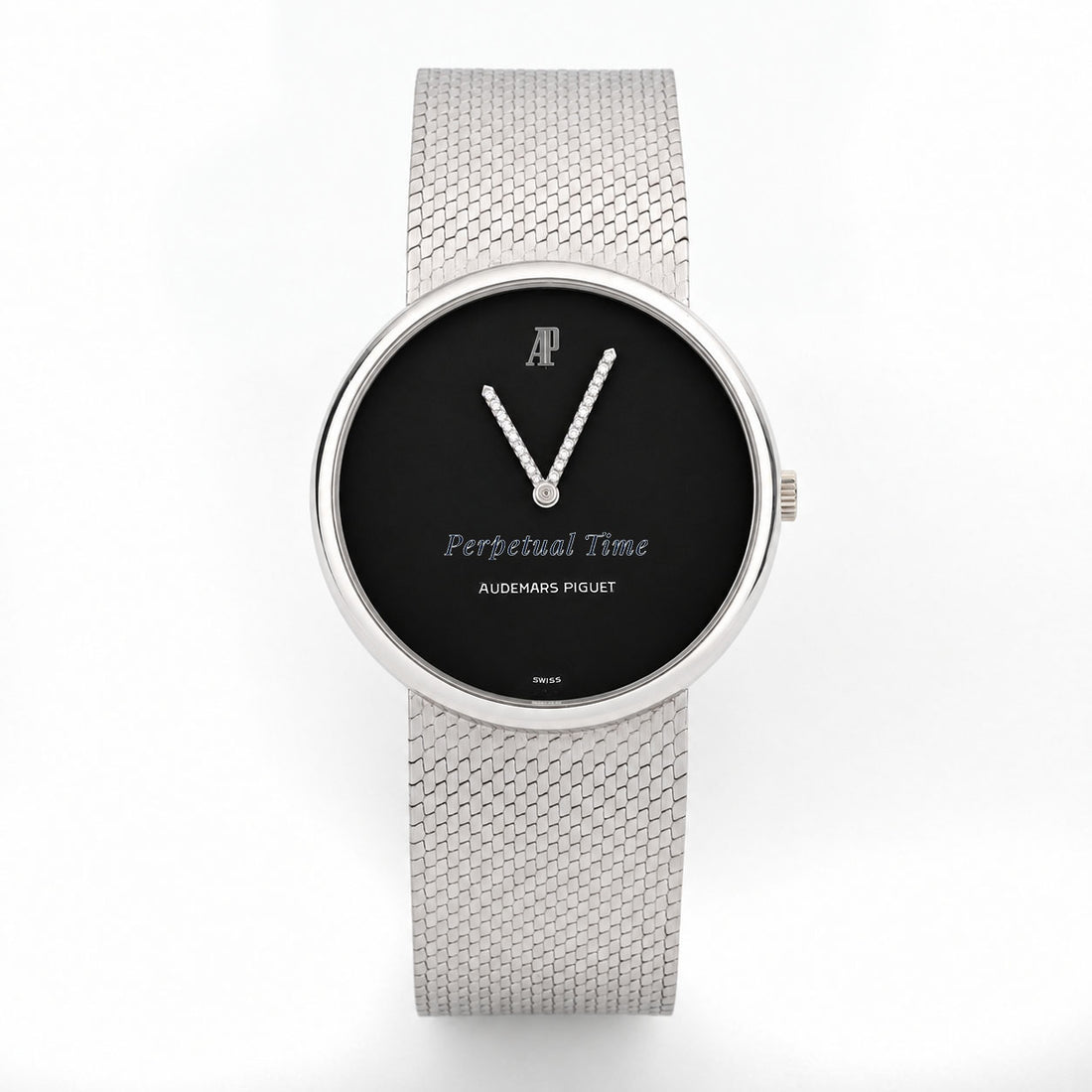 Audemars Piguet Vintage Dress Watch 5266BC 18K White Gold Black Diamond Dial