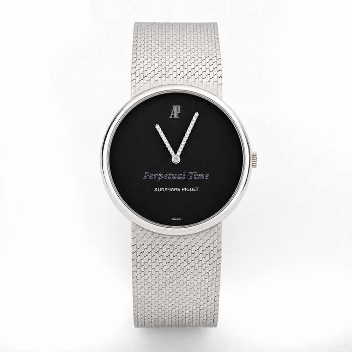 Audemars Piguet Vintage Dress Watch 5266BC 18K White Gold Black Diamond Dial