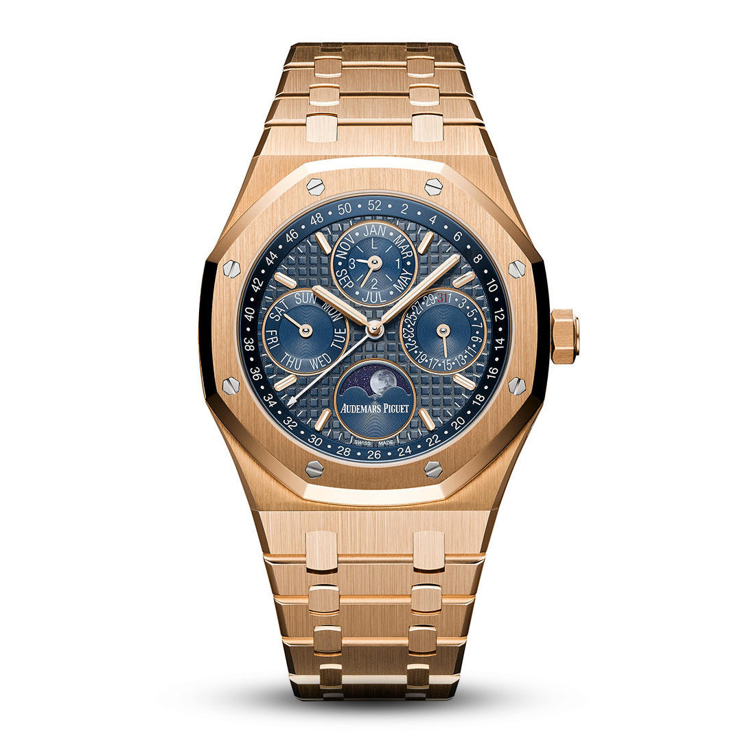 Audemars Piguet Royal Oak Perpetual Calendar 26574OR 41mm Rose Gold | Blue Dial| Rose gold band