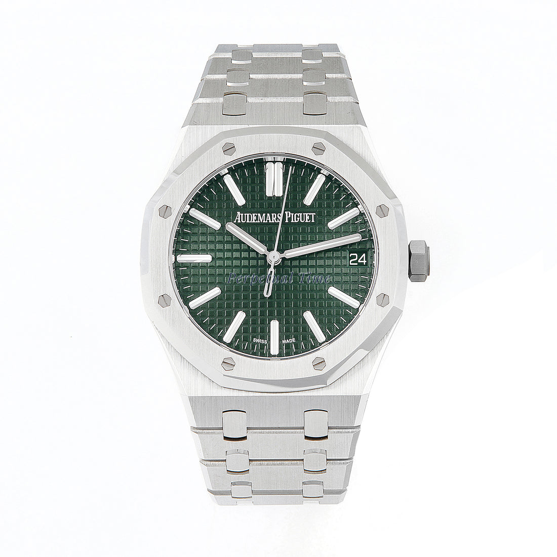Audemars Piguet Royal Oak 41mm Stainless Steel 15510ST Green  Dial | Stick hour markers, Octagonal bezel
