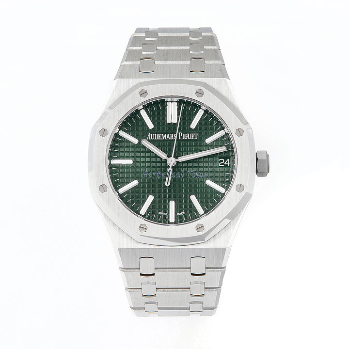 Audemars Piguet Royal Oak 41mm Stainless Steel 15510ST Green  Dial | Stick hour markers, Octagonal bezel