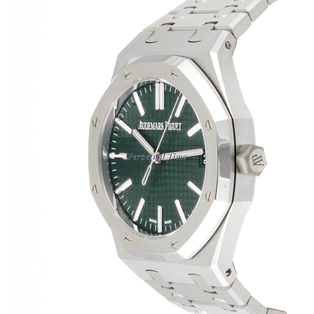 Audemars Piguet Royal Oak 41mm Stainless Steel 15510ST Green  Dial | Stick hour markers, Octagonal bezel