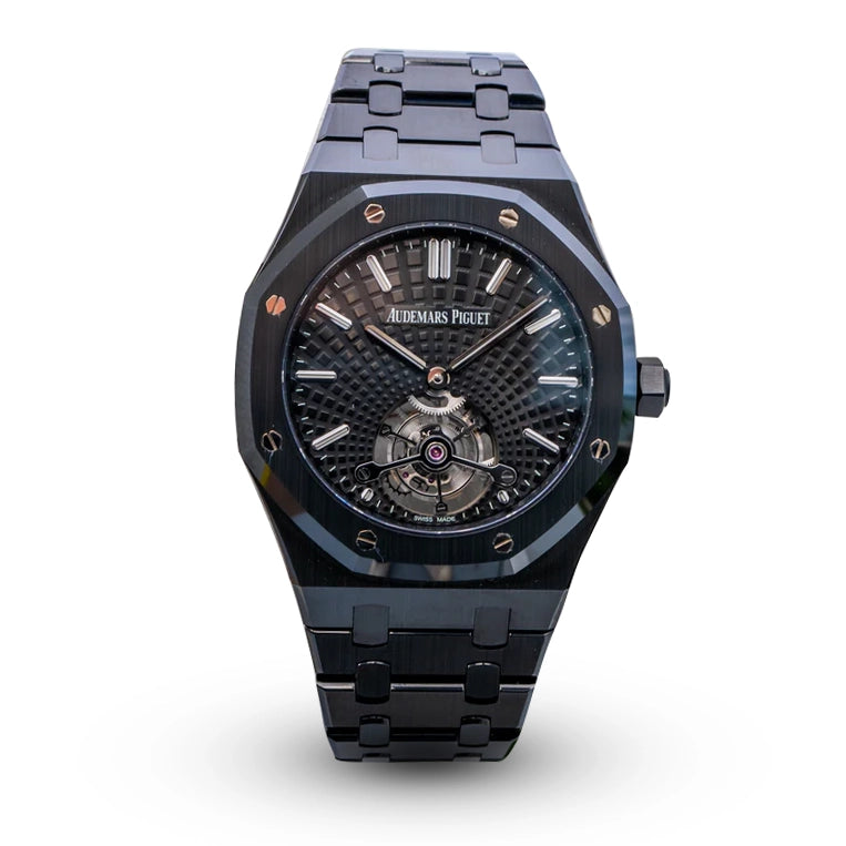 Audemars Piguet Royal Oak Tourbillon 41mm Stainless Steel 26522ST Black Dial | Purple Tourbillon |Ceramic bezel