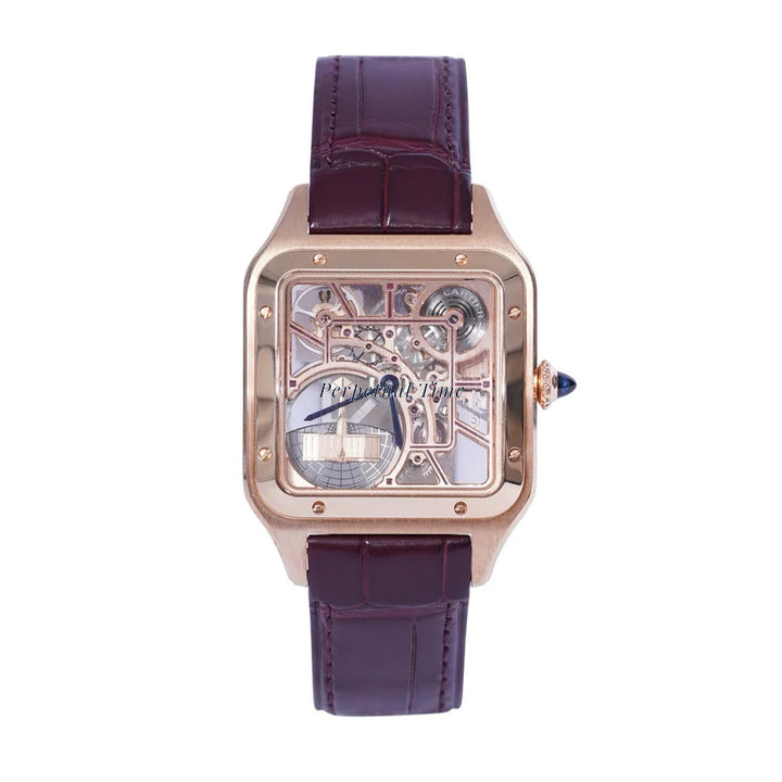 CARTIER SANTOS DUMONT SKELETON ROSE GOLD WHSA0030| BLUE HANDS| LEATHER BAND