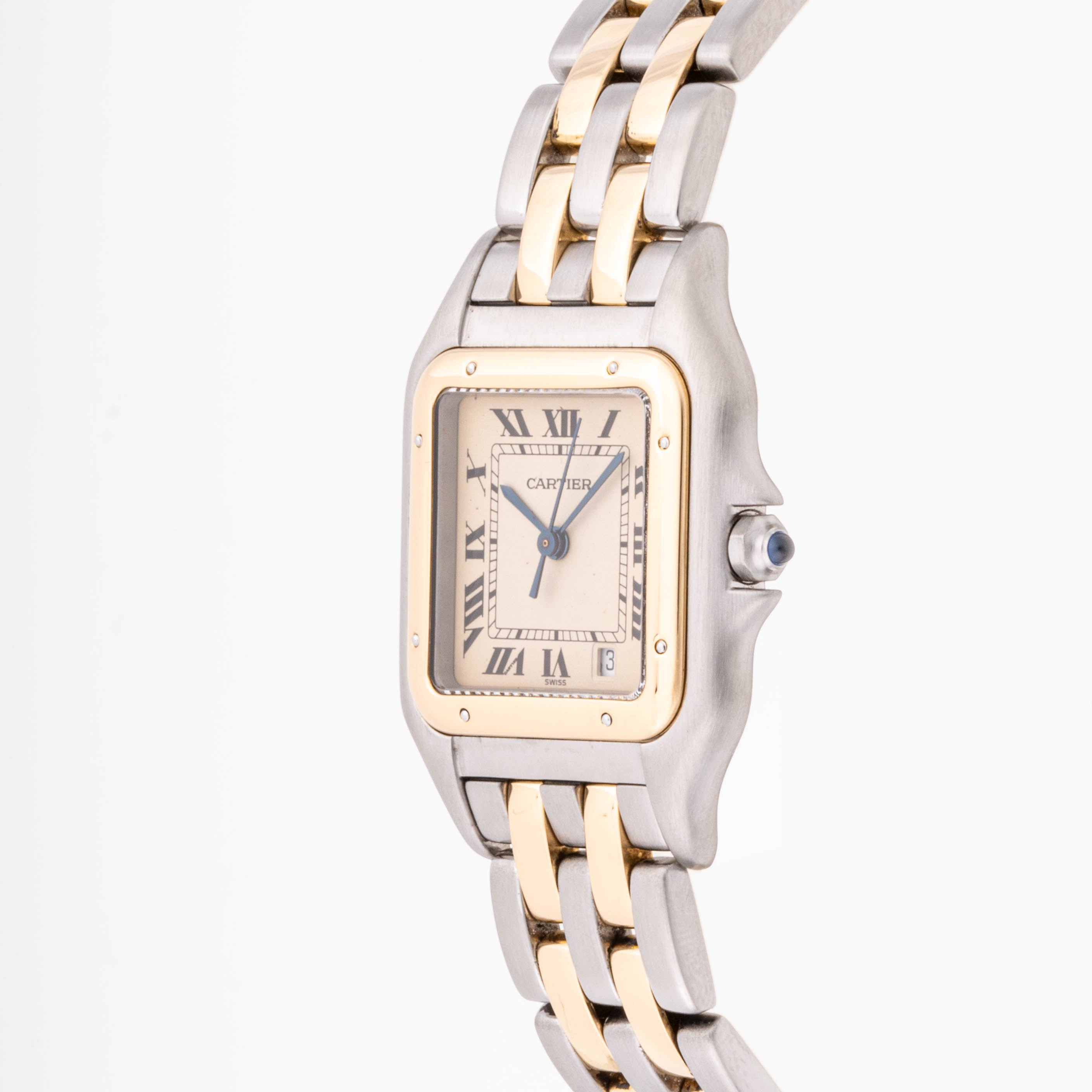 Cartier Panthère 27 x 36 mm Stainless Steel & Yellow Gold 187949 Off-white  Dial | Roman Numerals hour markers, Smooth bezel