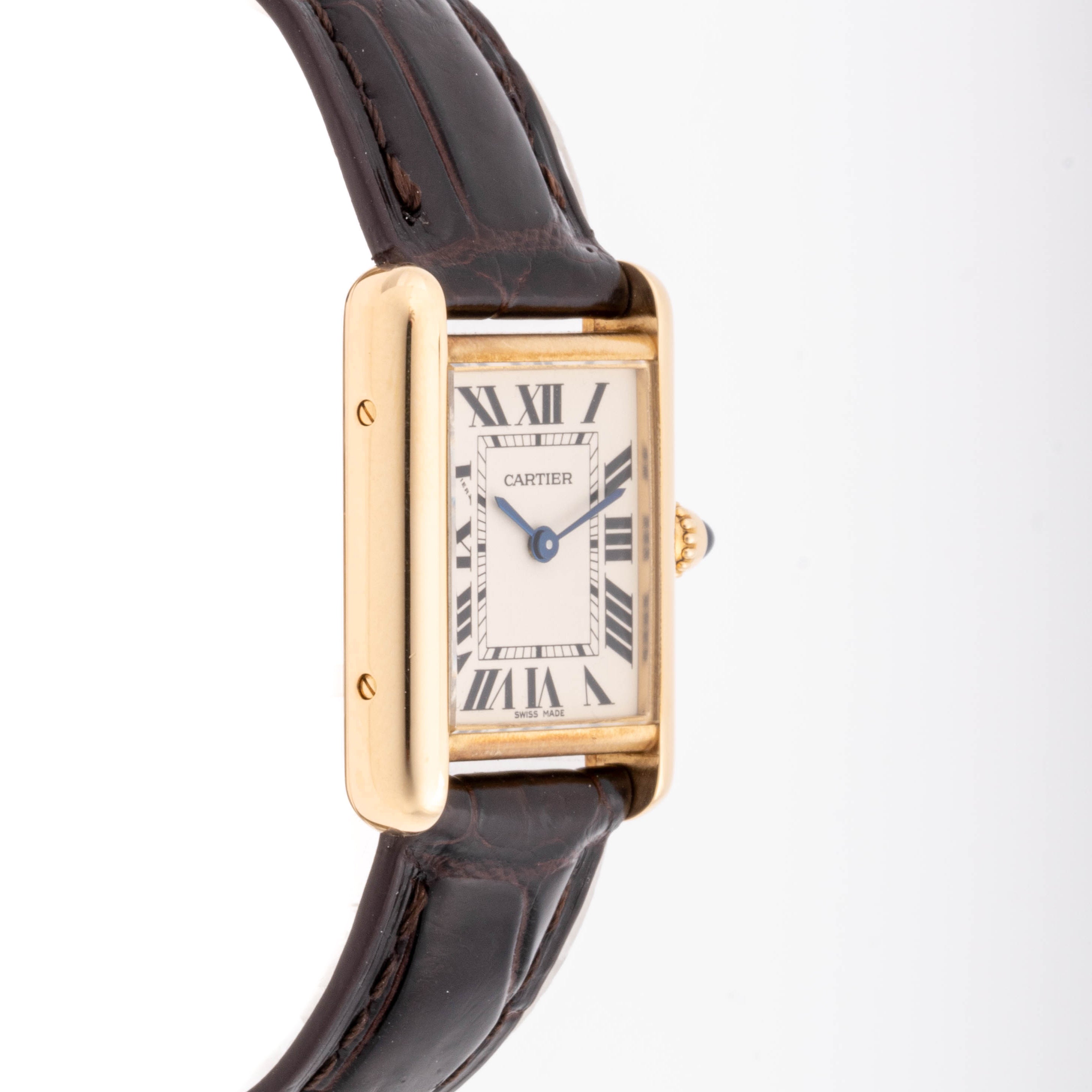 Cartier Tank Louis 22 mm Yellow Gold 2442 White  Dial | Roman Numerals hour markers, Smooth bezel