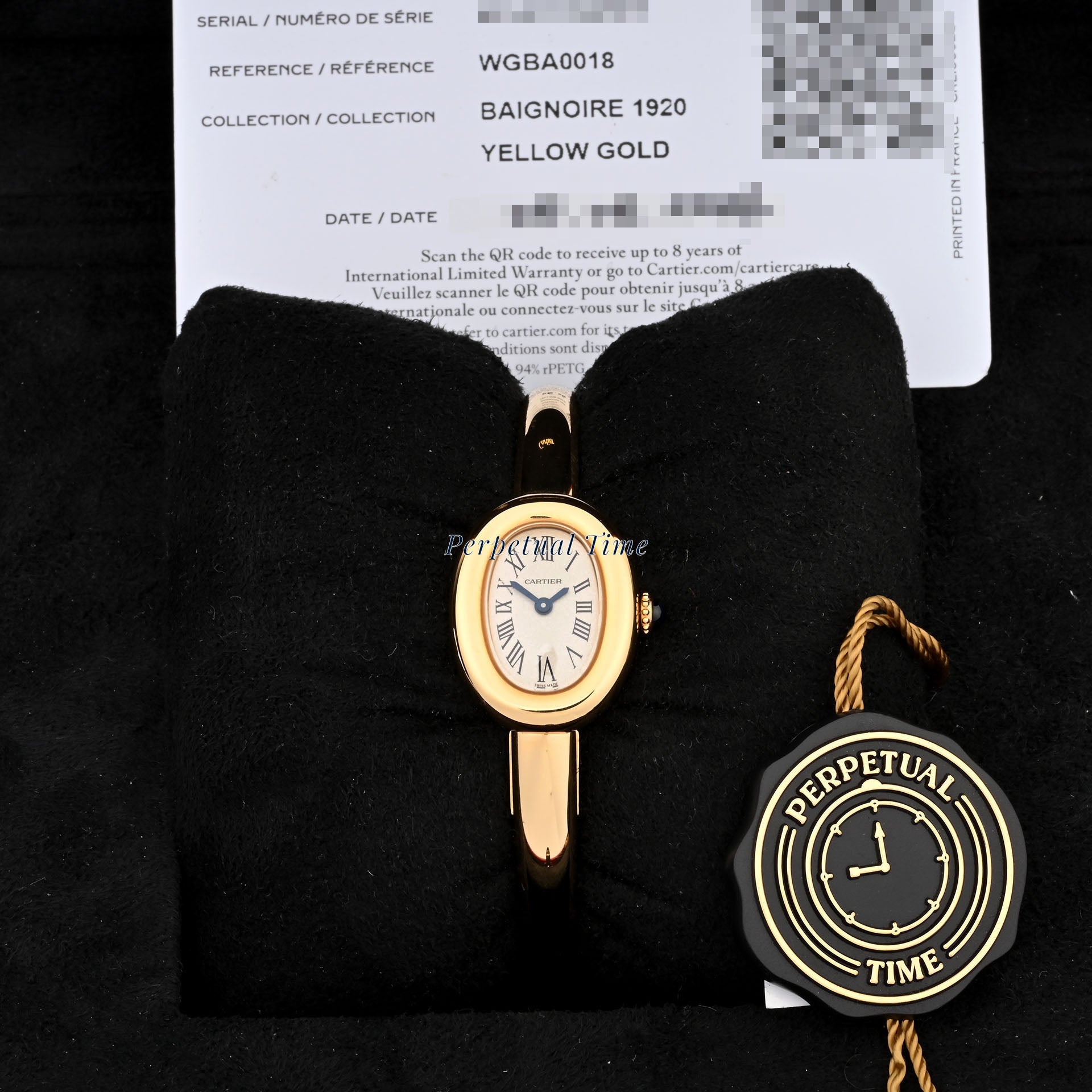 Cartier Baignoire Mini WGBA0018 18K Yellow Gold Size 15