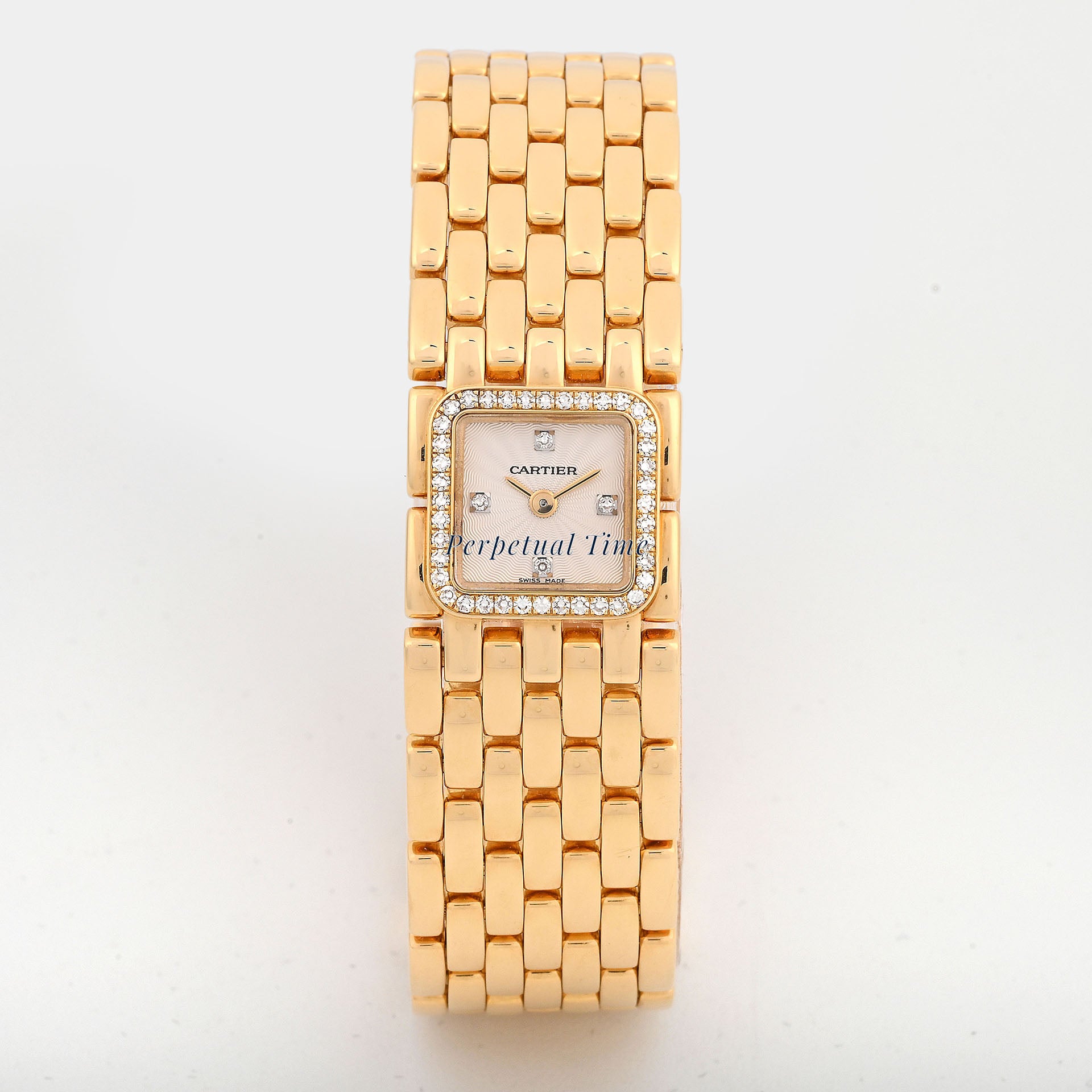 Cartier Panthère Ruban Mini 2421 WG3001T7 18K Yellow Gold MOP Diamond Dial