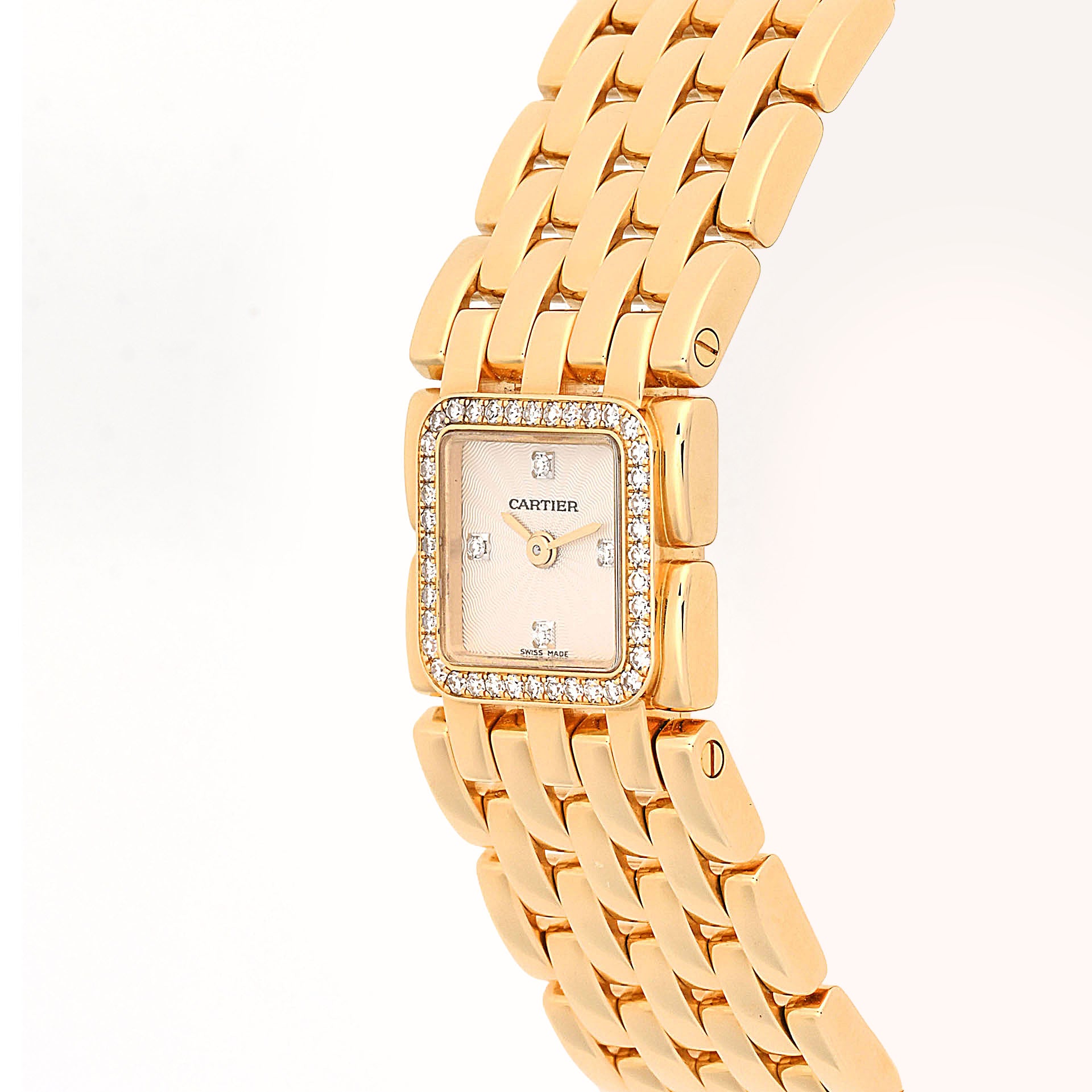 Cartier Panthère Ruban Mini 2421 WG3001T7 18K Yellow Gold MOP Diamond Dial