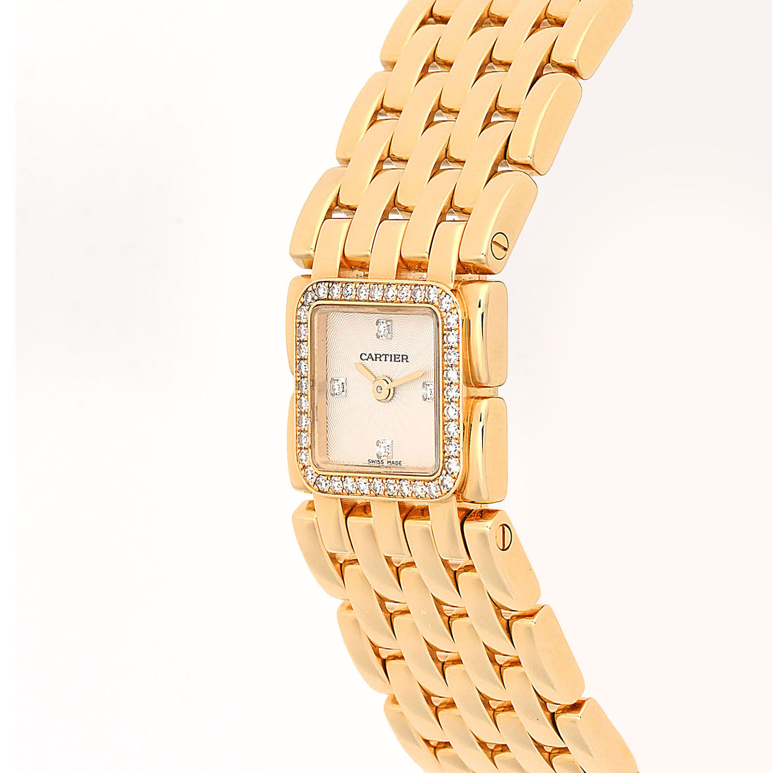 Cartier Panthère Ruban Mini 2421 WG3001T7 18K Yellow Gold MOP Diamond Dial