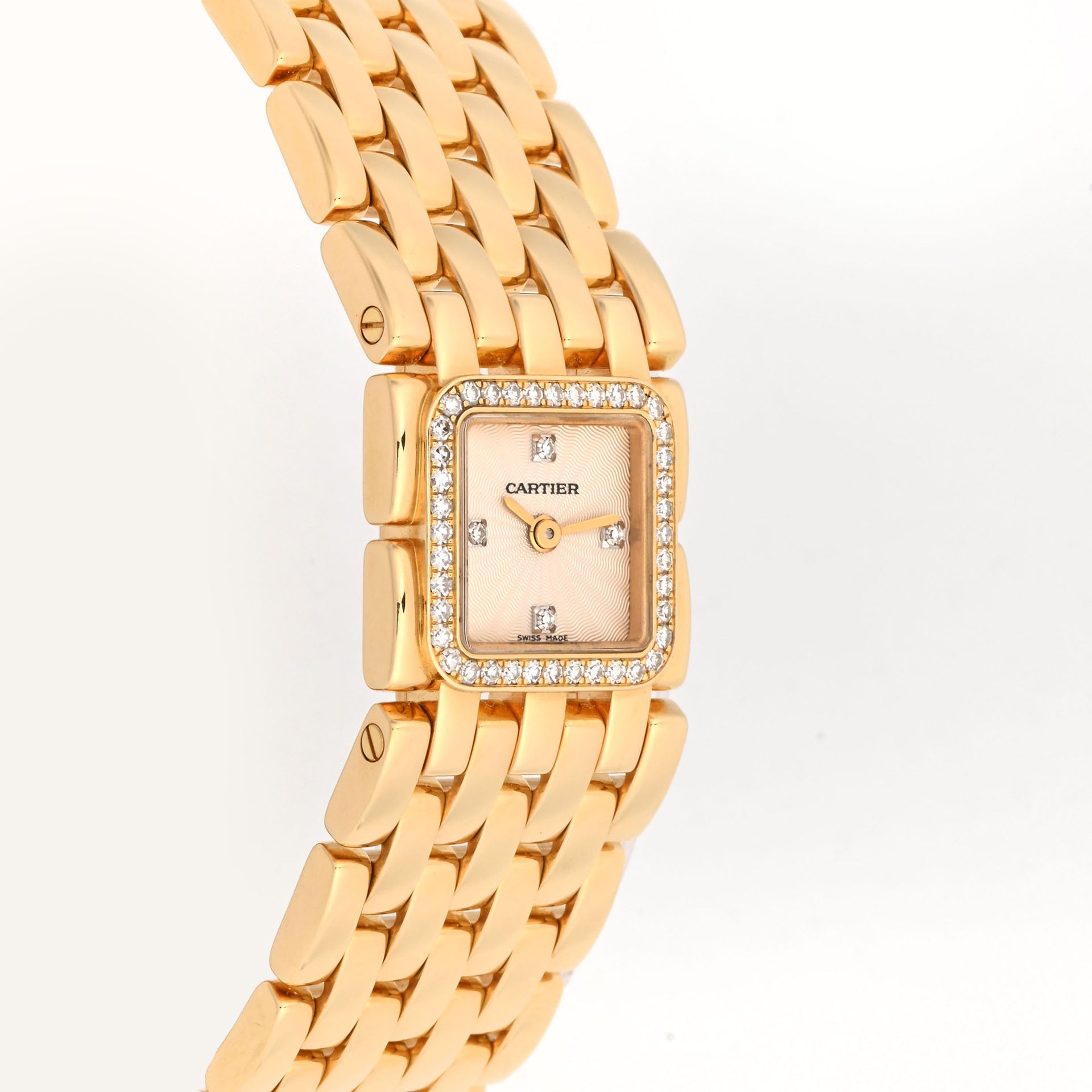 Cartier Panthère Ruban Mini 2421 WG3001T7 18K Yellow Gold MOP Diamond Dial