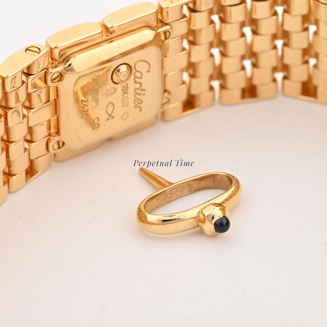 Cartier Panthère Ruban Mini 2421 WG3001T7 18K Yellow Gold MOP Diamond Dial