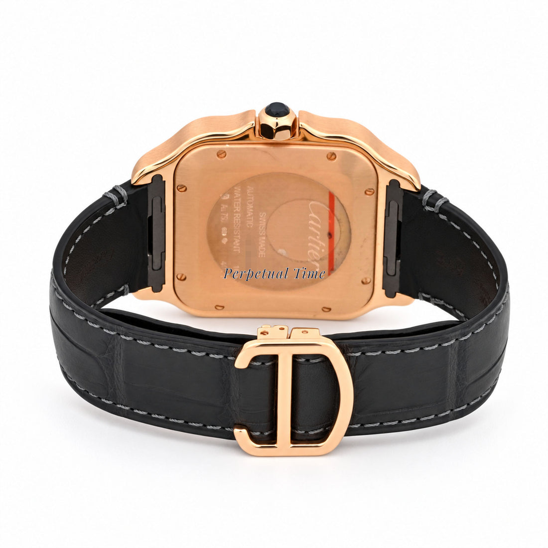Cartier Santos Large Rose Gold WGSA0028 Gray Leather Band