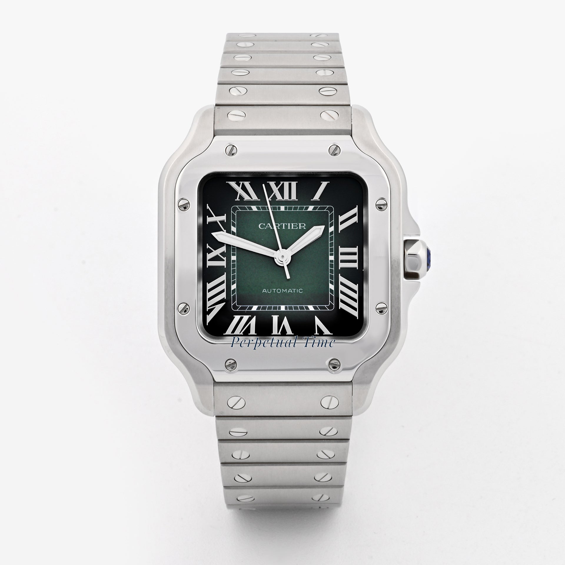 Cartier Santos 4075 WSSA0061 Stainless Steel - Green Roman