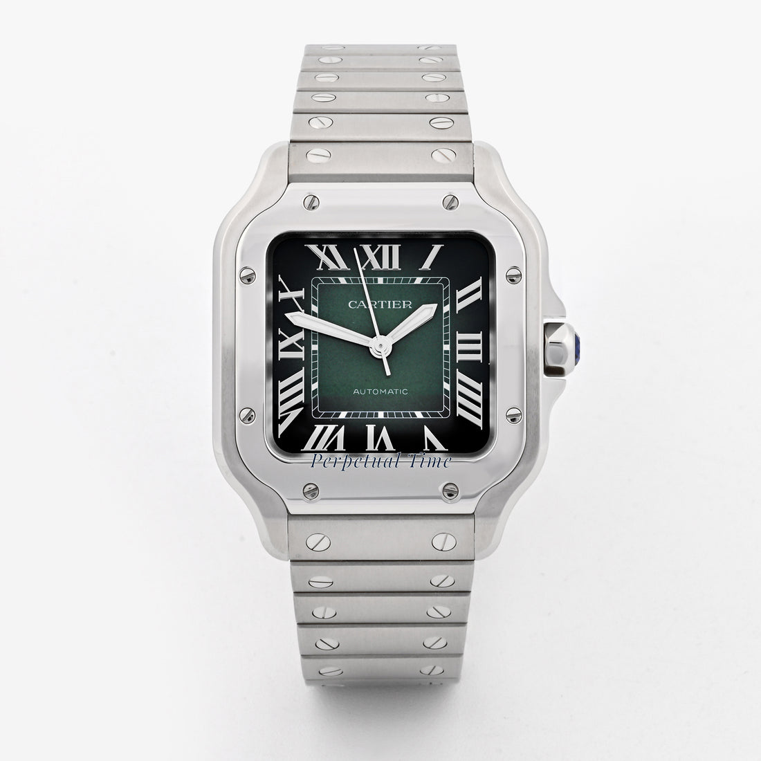 Cartier Santos 4075 WSSA0061 Stainless Steel - Green Roman