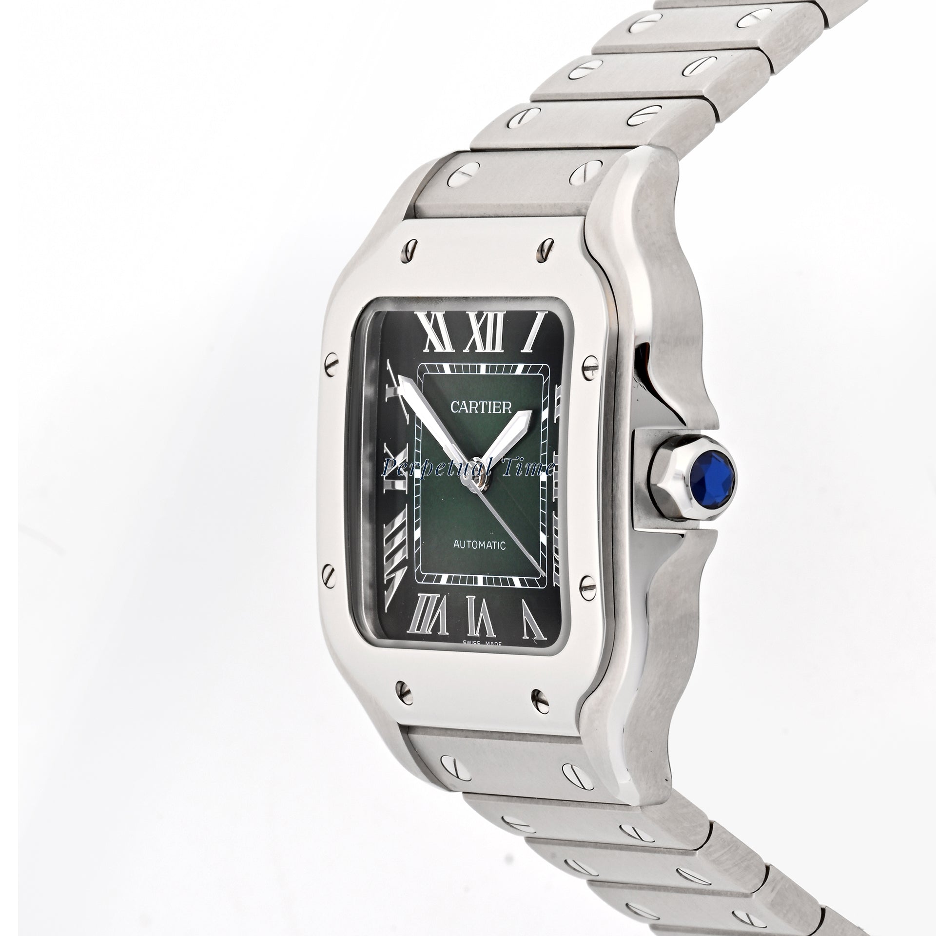 Cartier Santos 4075 WSSA0061 Stainless Steel - Green Roman