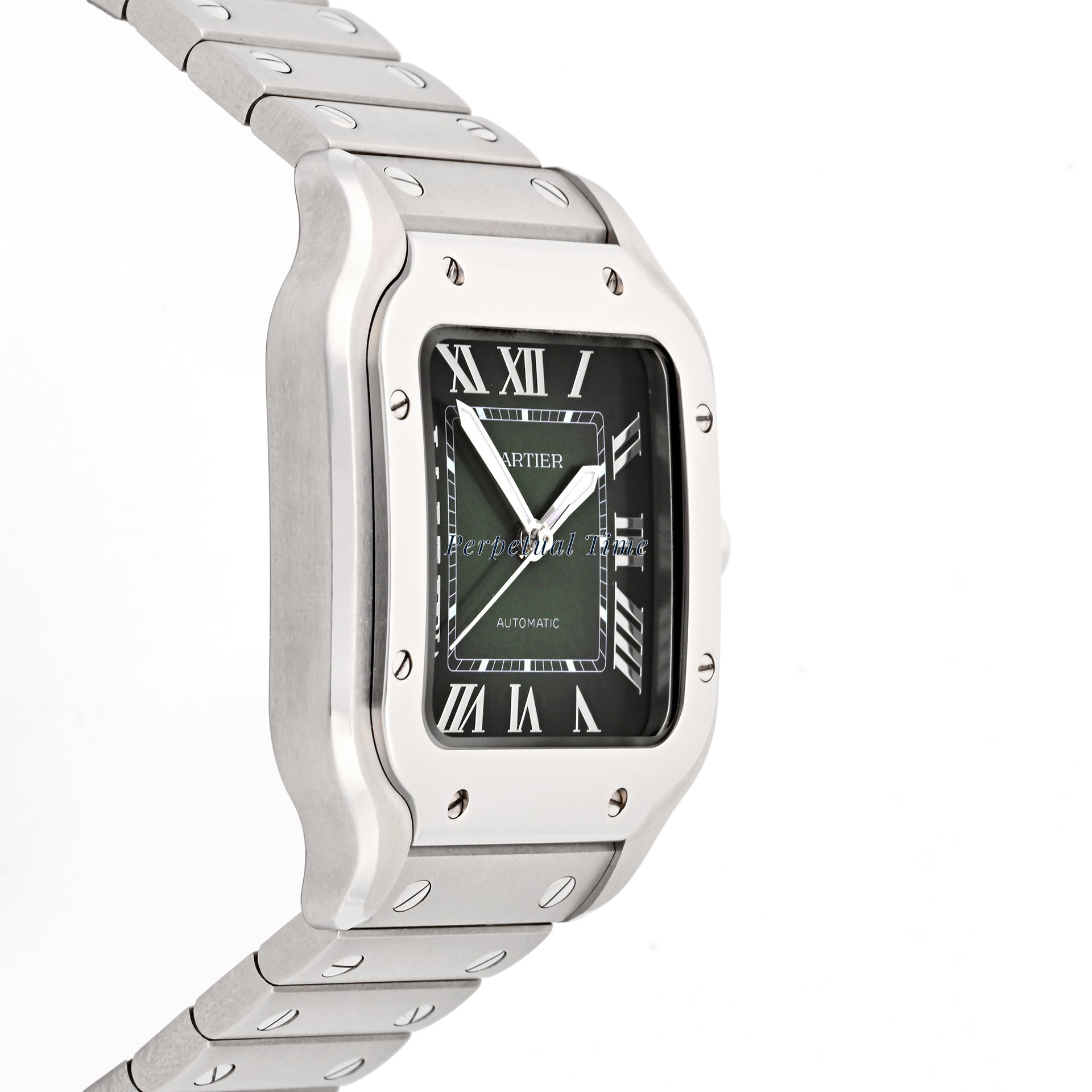 Cartier Santos 4075 WSSA0061 Stainless Steel - Green Roman
