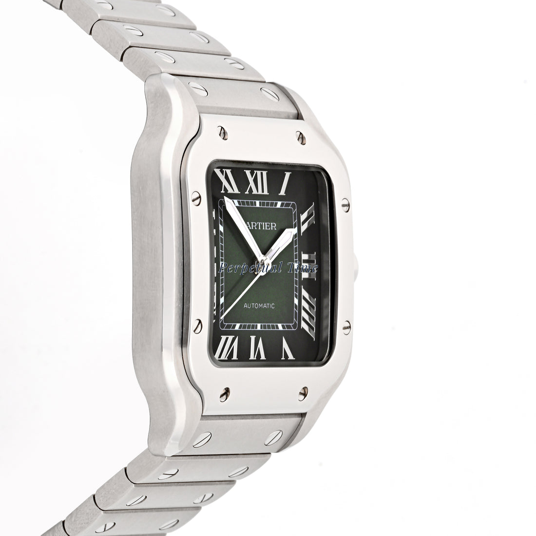 Cartier Santos 4075 WSSA0061 Stainless Steel - Green Roman