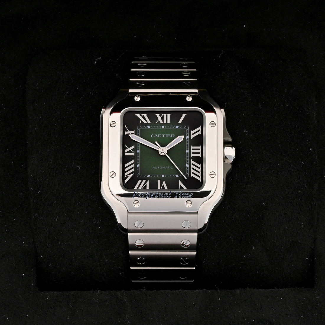 Cartier Santos 4075 WSSA0061 Stainless Steel - Green Roman