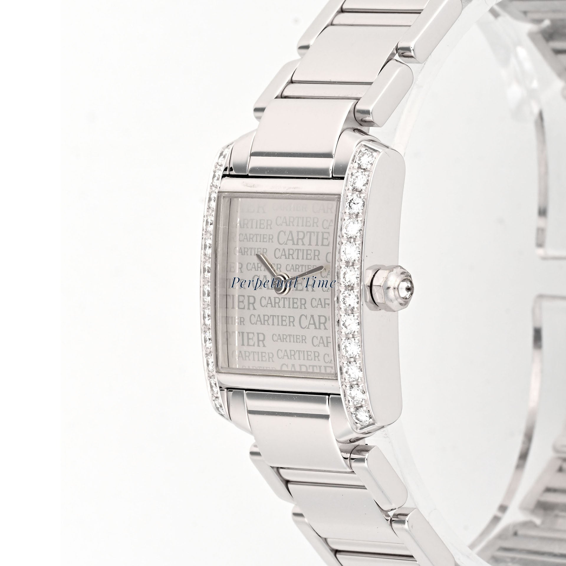 Cartier Tank Francaise Small 2403 Anniversary Logo Dial White Gold