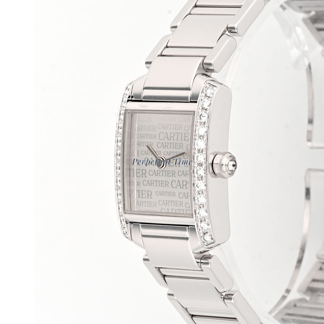 Cartier Tank Francaise Small 2403 Anniversary Logo Dial White Gold